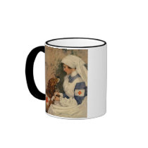 Nurse with Golden Retriever 1917 Mugs