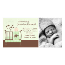 Nursery Themed Birth Announcements Custom Photo Card