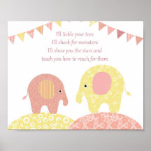 Nursery wall art elephant girl poster