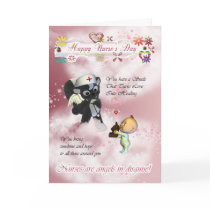 Nurse's Day cute little baby and cute nurse skunk Cards