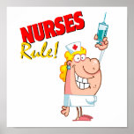 nurses rule cute cartoon nurse print