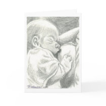 Nursing Newborn Birth Announcement Card