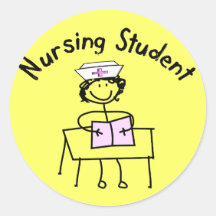 Nursing Student Stick Lady Gifts Round Stickers