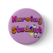 Nursing Student Watercolor Art Stick Person Nurse Pinback Button