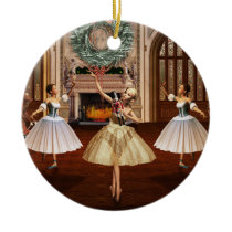 Nutcracker Ballerinas Christmas Round Ornament