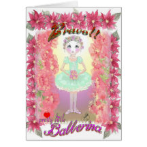 Nutcracker Little Ballerina with Bravo-339 Greeting Cards