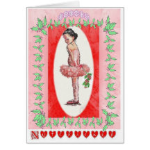 Nutcracker Young Ballerina with Rose-330 Greeting Cards