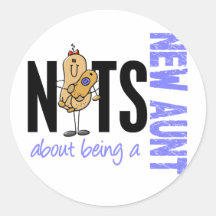 Nuts About Being A New Aunt 1 Blue Round Stickers