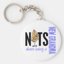 Nuts About Being A New Grandma 1 Blue Key Chain
