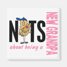 Nuts About Being A New Grandpa 1 Pink Fridge Magnets