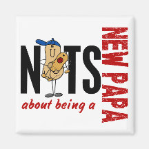 Nuts About Being A New Papa 1 Red Refrigerator Magnet