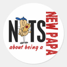 Nuts About Being A New Papa 1 Red Round Stickers
