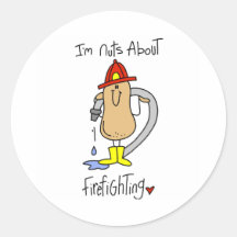 Nuts About Firefighting Round Sticker