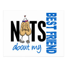 Nuts About My Best Friend 1 Blue Postcard