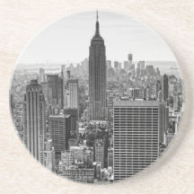 NY City Skyline Empire State Building, WTC BW Coasters