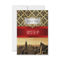 NY City Skyline Sepia B4 Damask RSVP