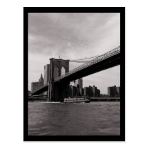 NYC Brooklyn Bridge B&W Post Card