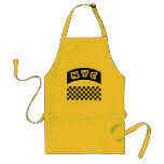 NYC Cutout With Taxi Chequerboard And Banner aprons