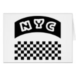 NYC Cutout With Taxi Chequerboard And Banner cards