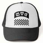NYC Cutout With Taxi Chequerboard And Banner hats