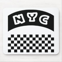 NYC Cutout With Taxi Chequerboard And Banner Mousepads