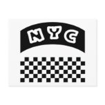 NYC Cutout With Taxi Chequerboard And Banner postcards