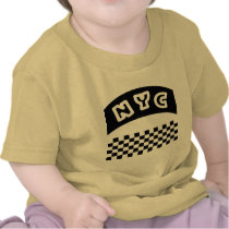NYC Cutout With Taxi Chequerboard And Banner Tshirt