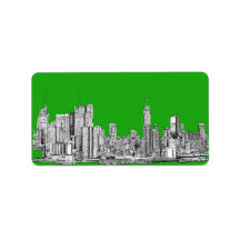 NYC drawing bright green Address Label