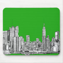 NYC drawing bright green Mouse Pads