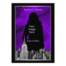 NYC ESB Skyline Etched Photo Graduation Custom Invitation
