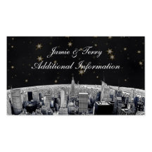 NYC Etched Skyline Blue Gold Stars Insert Card Business Card Templates