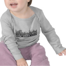NYC monochrome skyline text Tshirts