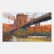 NYC psychédélique : Pont de Brooklyn #1 Autocollant Rectangulaire