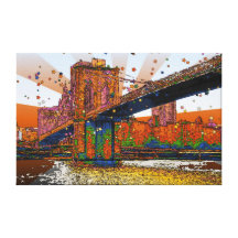 NYC psychédélique : Pont de Brooklyn #1 Toiles Tendues