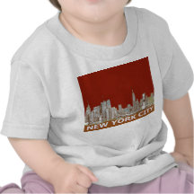 NYC red text orange Tees