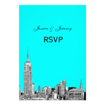 NYC Skyline 01 Etched RSVP #2 Personalized Announcement