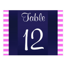 NYC Skyline B2 Pink White Stripe Table Number Card Postcard
