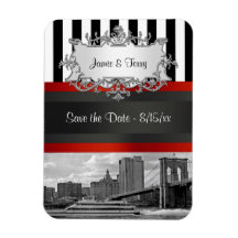 NYC Skyline Brooklyn Bridge Boat Save the Date Magnets