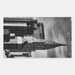 NYC Skyline: Chrysler Building, Met Life BW Rectangular Stickers