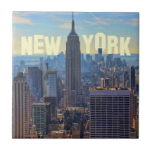NYC Skyline Empire State Building, World Trade 2C Ceramic Tiles