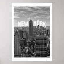 NYC Skyline Empire State Building, WTC BW 2C Poster