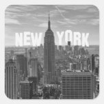 NYC Skyline Empire State Building, WTC BW 2C Square Stickers