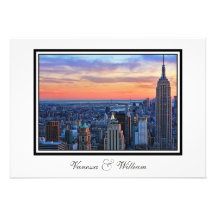 NYC Skyline ESB Pastel Sunset  Wedding Invite