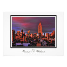 NYC Skyline ESB Surreal Sunset  Wedding Invite