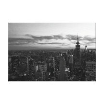 NYC Skyline, ESB WTC at Sunset BW Canvas Print