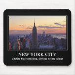 NYC Skyline just before sunset, captioned Mousepads