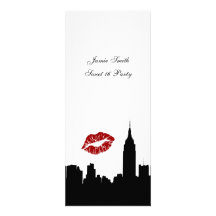 NYC Skyline Silhouette, Kiss ESB #1 BW Sweet 16 VV Announcement
