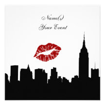 NYC Skyline Silhouette Kiss ESB #1 SQ Party Invite