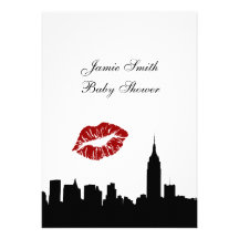 NYC Skyline Silhouette, Kiss ESB #1V Baby Shower Custom Invitations
