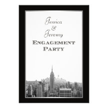 NYC Skyline Top of the Rock ESB Etched Engagement Personalized Invite